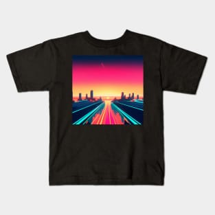 Synthwave highway Kids T-Shirt